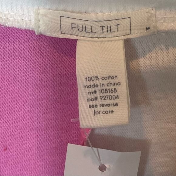 Tillys Full Tilt Pink & White Color Block Cropped Polo Shirt Size M NWT 100% Cot - Picture 4 of 5